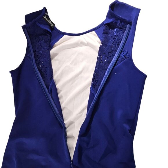 EUC Ever Pretty Classy Bodycon Sheath Dress Sz 14 Navy & Cream Lace - Picture 4 of 9